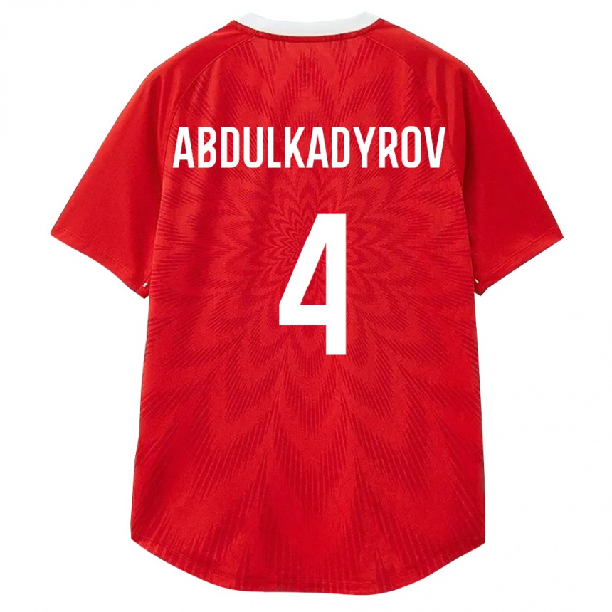 נשים כדורגל רוסיה Dzhamalutdin Abdulkadyrov #4 אדום לבן חום ג'רזי ביתית 26-28
