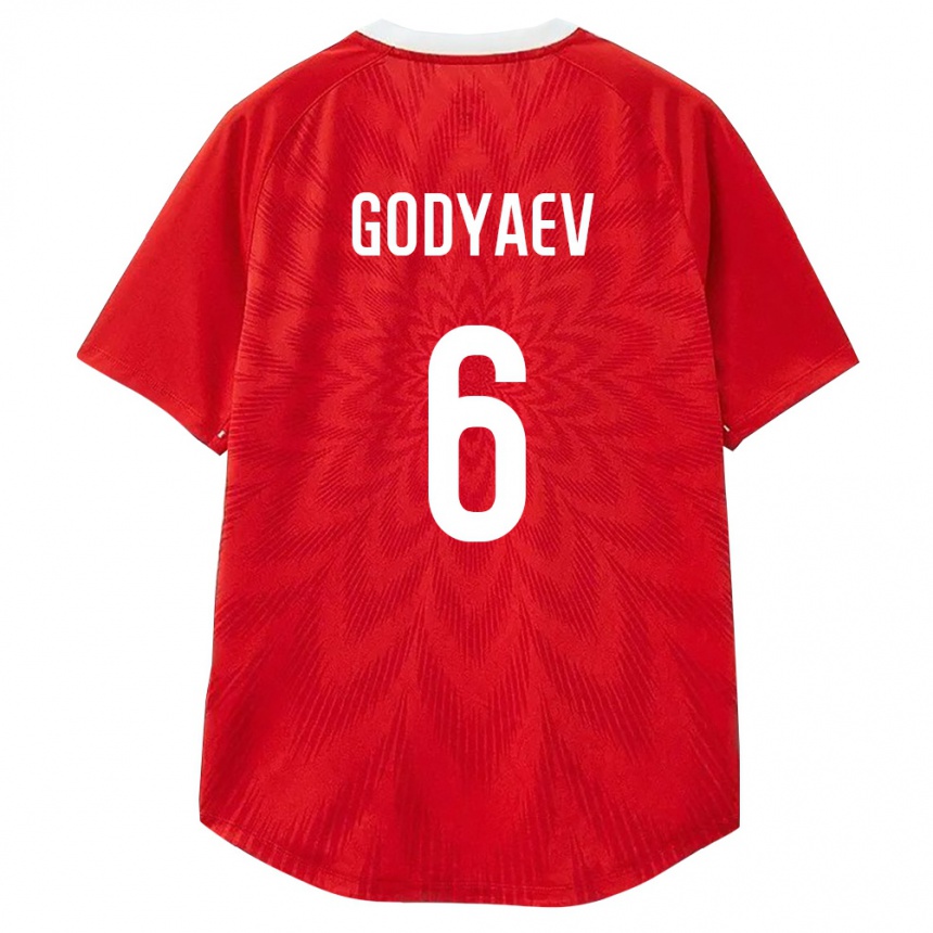 נשים כדורגל רוסיה Danila Godyaev #6 אדום לבן חום ג'רזי ביתית 26-28