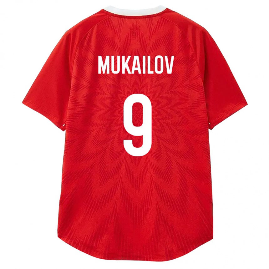 נשים כדורגל רוסיה Kazbek Mukailov #9 אדום לבן חום ג'רזי ביתית 26-28