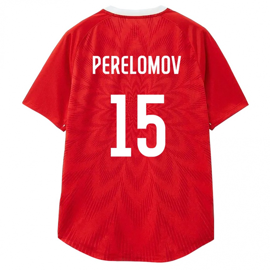 נשים כדורגל רוסיה Ivan Perelomov #15 אדום לבן חום ג'רזי ביתית 26-28