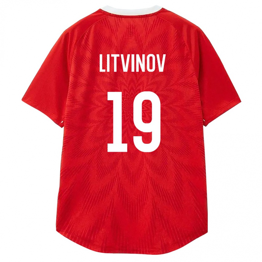 נשים כדורגל רוסיה רוסלן ליטבינוב #19 אדום לבן חום ג'רזי ביתית 26-28