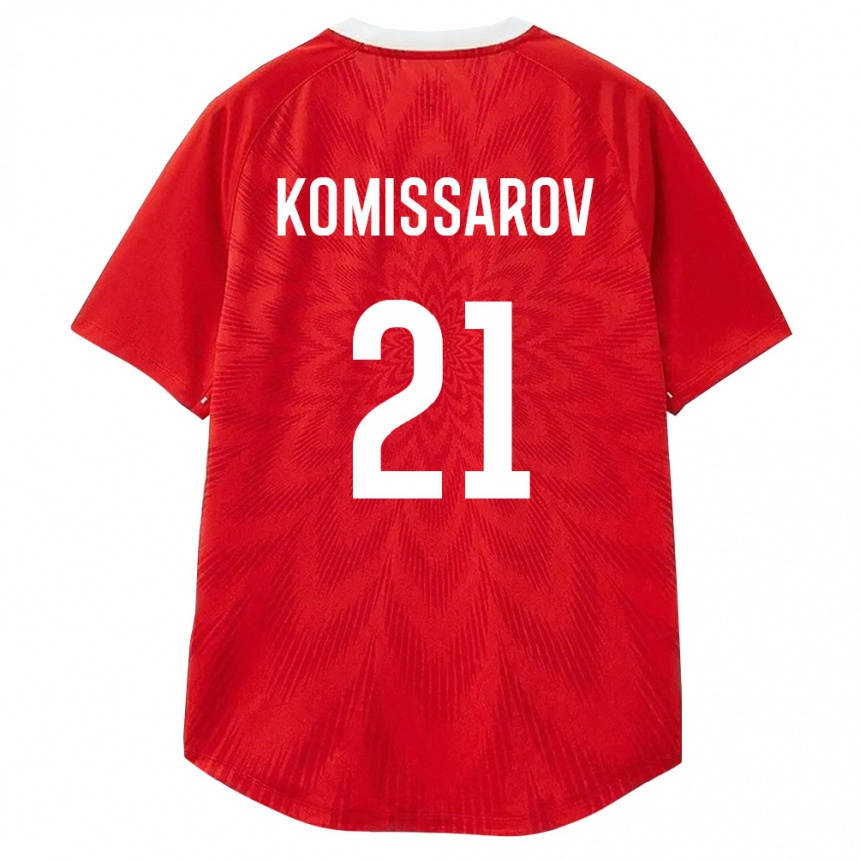 נשים כדורגל רוסיה Timofey Komissarov #21 אדום לבן חום ג'רזי ביתית 26-28