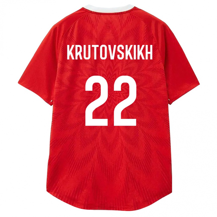 נשים כדורגל רוסיה Artem Krutovskikh #22 אדום לבן חום ג'רזי ביתית 26-28