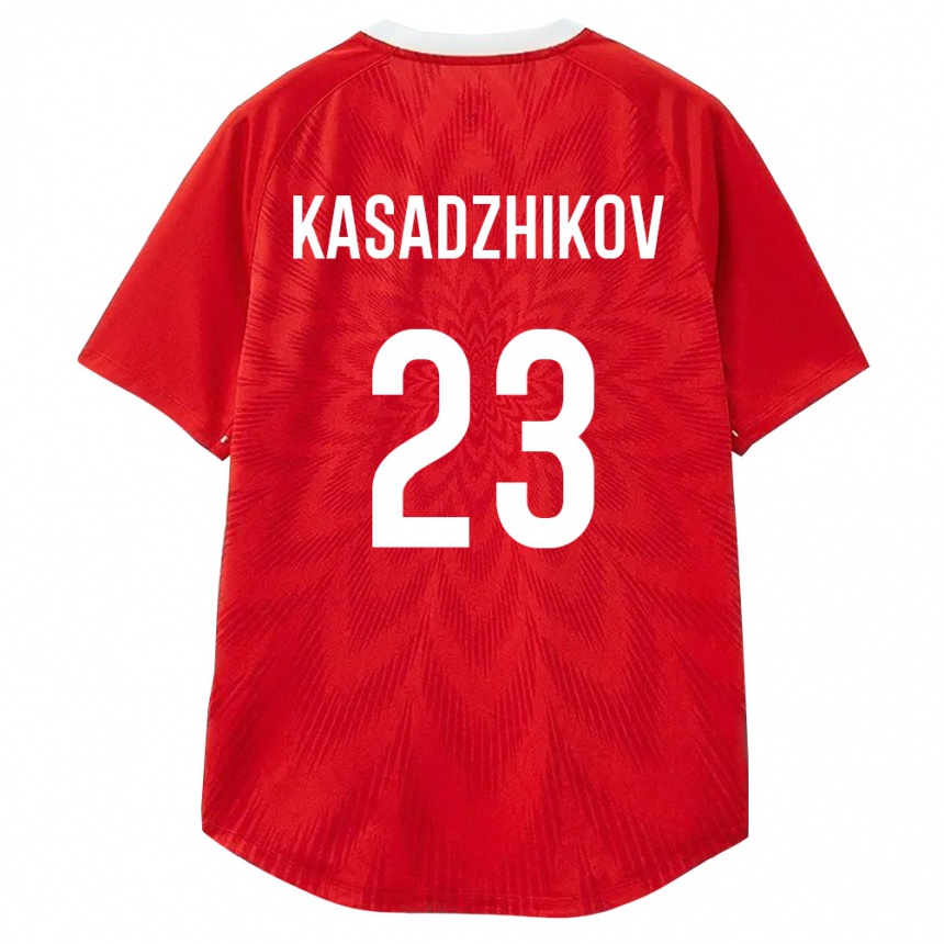 נשים כדורגל רוסיה Andrey Kasadzhikov #23 אדום לבן חום ג'רזי ביתית 26-28