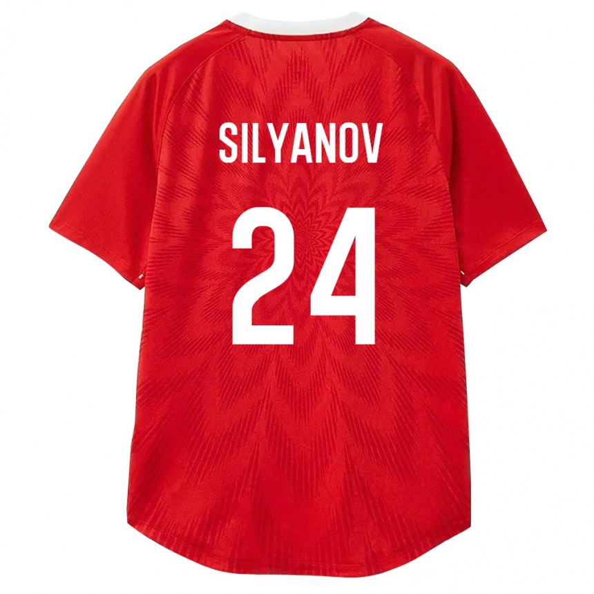 נשים כדורגל רוסיה Aleksandr Silyanov #24 אדום לבן חום ג'רזי ביתית 26-28