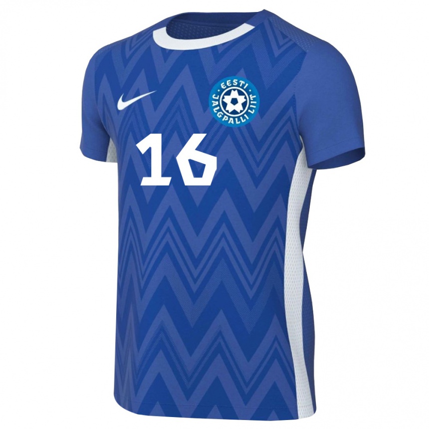 נשים כדורגל אסטוניה Markus Kesa #16 כחול כהה לבן ג'רזי ביתית 26-28 נשים כדורגל אסטוניה Markus Kesa #16 כחול כהה לבן ג'רזי ביתית 26-28