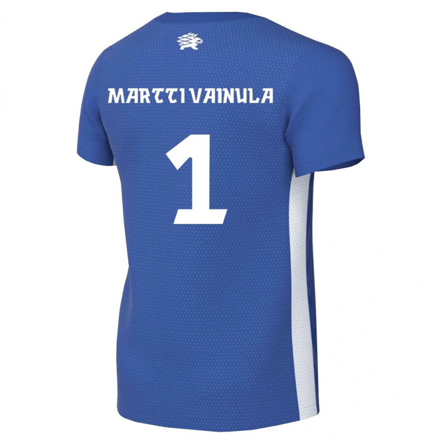 נשים כדורגל אסטוניה Jan Martti Vainula #1 כחול כהה לבן ג'רזי ביתית 26-28