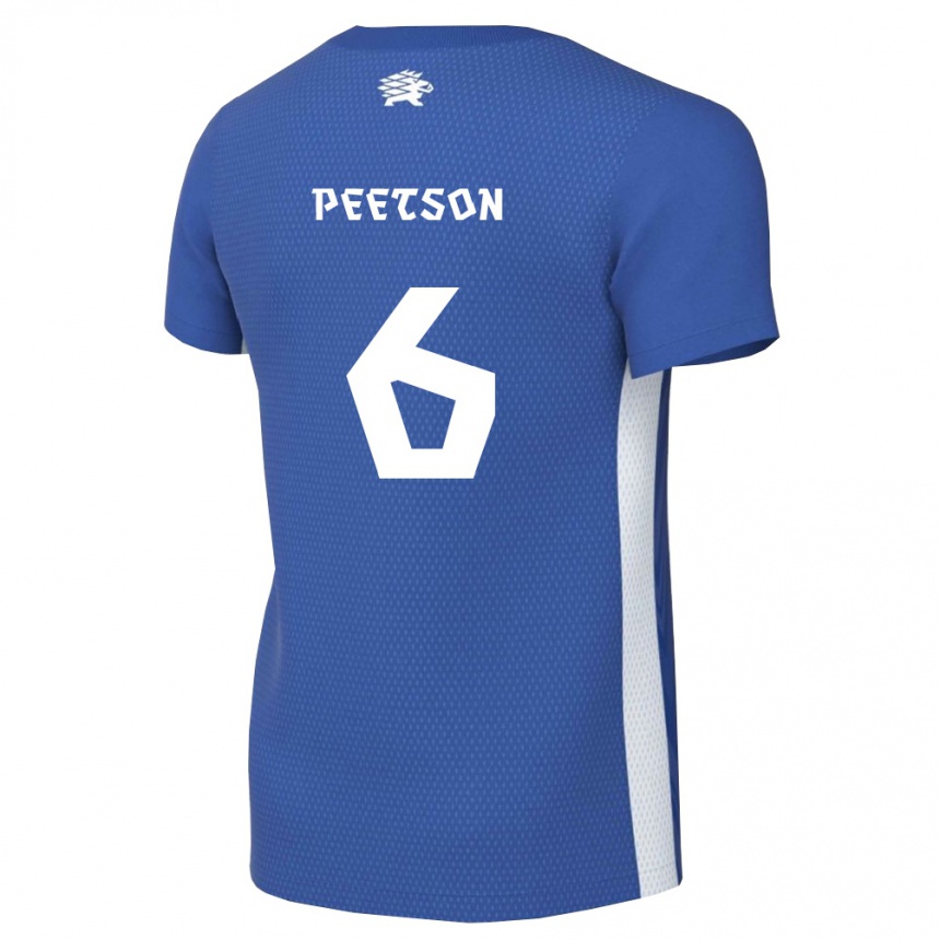 נשים כדורגל אסטוניה Rasmus Peetson #6 כחול כהה לבן ג'רזי ביתית 26-28