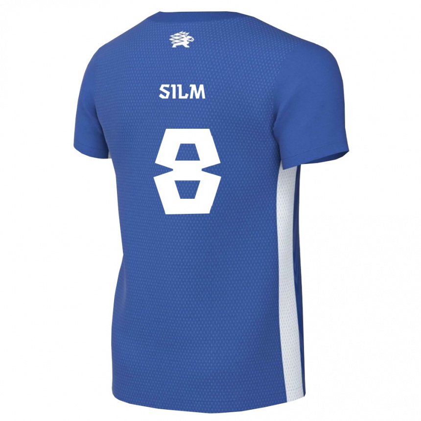 נשים כדורגל אסטוניה Jaron Silm #8 כחול כהה לבן ג'רזי ביתית 26-28
