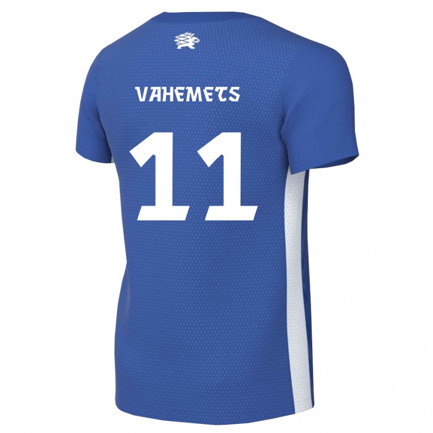 נשים כדורגל אסטוניה Oskar Vahemets #11 כחול כהה לבן ג'רזי ביתית 26-28
