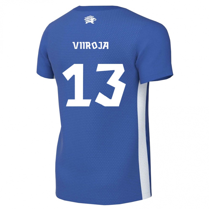 נשים כדורגל אסטוניה Jakob Viiroja #13 כחול כהה לבן ג'רזי ביתית 26-28