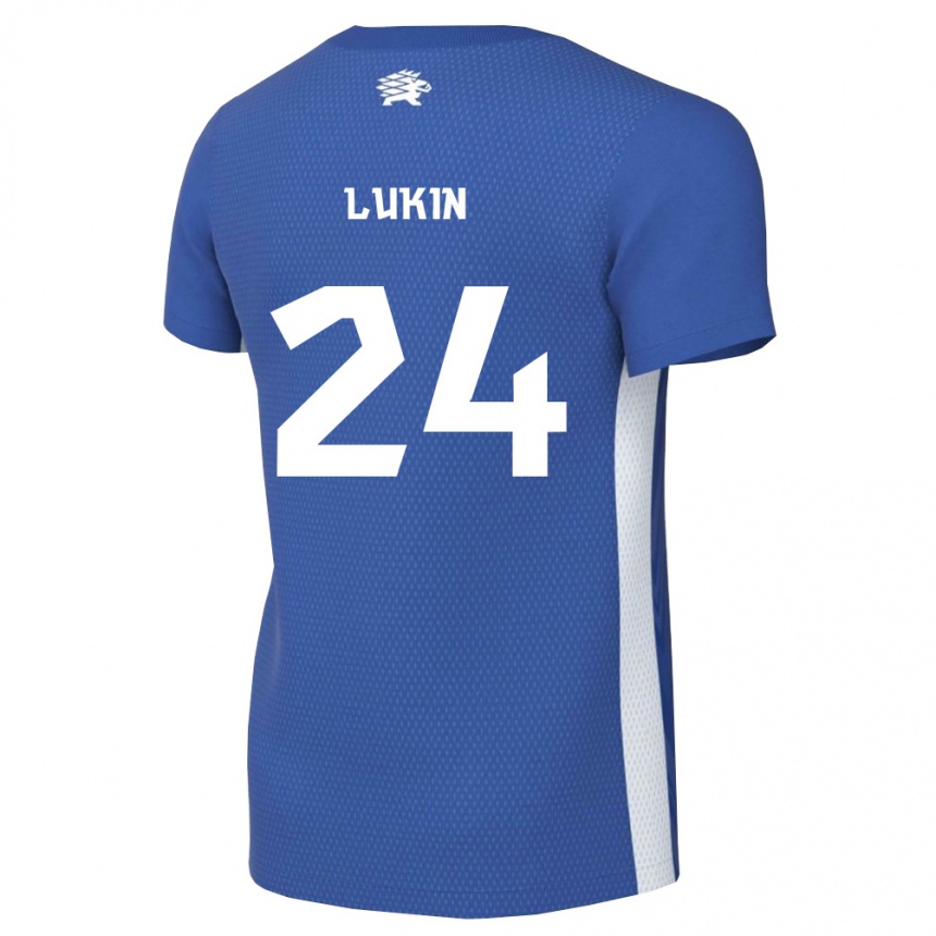 נשים כדורגל אסטוניה Roman Lukin #24 כחול כהה לבן ג'רזי ביתית 26-28