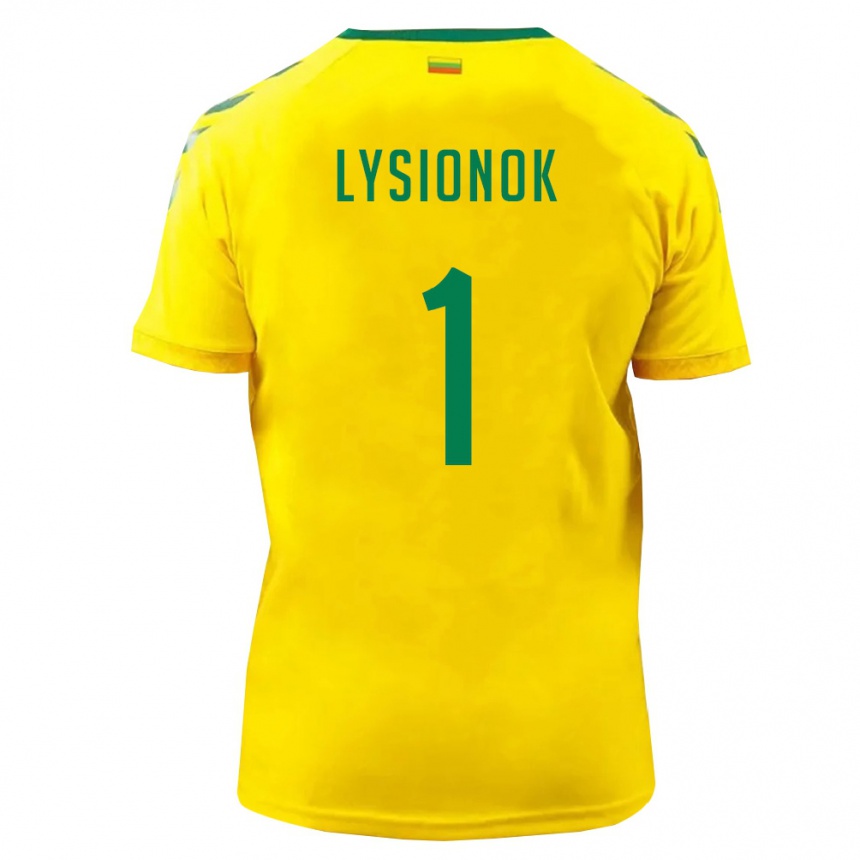 נשים כדורגל ליטא Ernestas Lysionok #1 צהוב ירוק ג'רזי ביתית 26-28