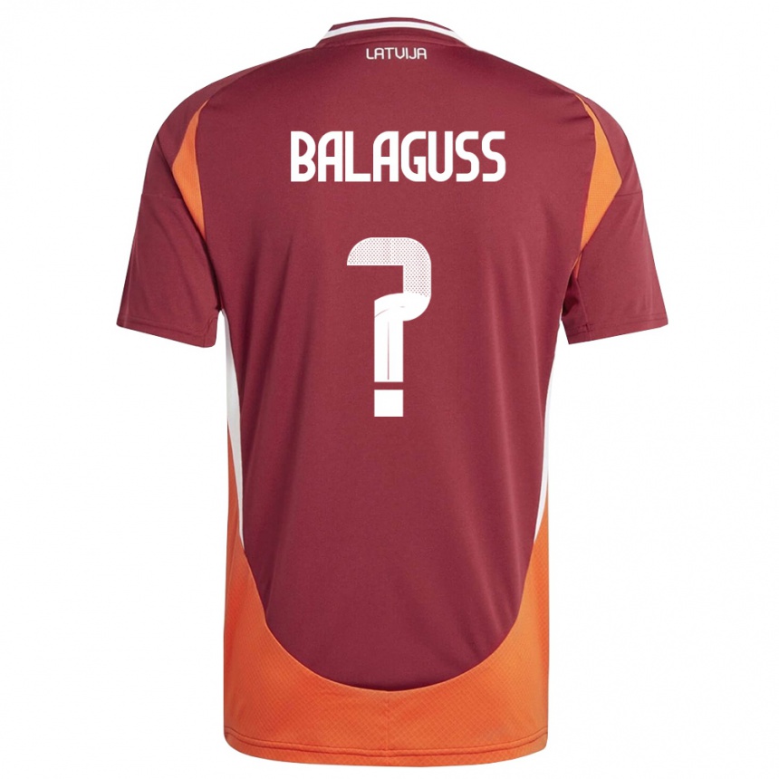 נשים כדורגל לטביה Nils Balaguss #0 אדום עמוק לבן כתום ג'רזי ביתית 26-28