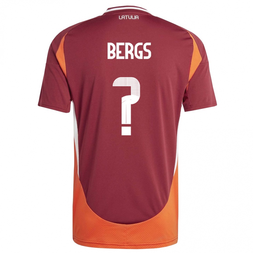 נשים כדורגל לטביה Tomass Bergs #0 אדום עמוק לבן כתום ג'רזי ביתית 26-28