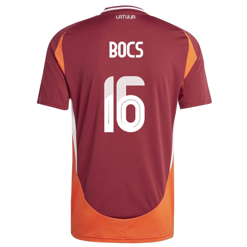 נשים כדורגל לטביה Roberts Bocs #16 אדום עמוק לבן כתום ג'רזי ביתית 26-28