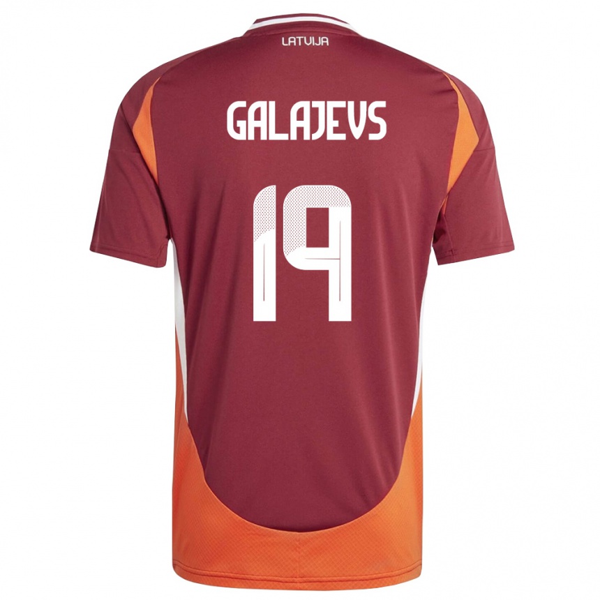 נשים כדורגל לטביה Marats Galajevs #19 אדום עמוק לבן כתום ג'רזי ביתית 26-28