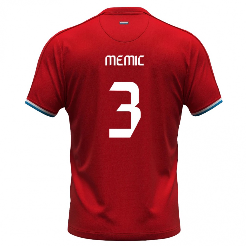נשים כדורגל לוקסמבורג Mak Memic #3 אדום לבן כחול ג'רזי ביתית 26-28