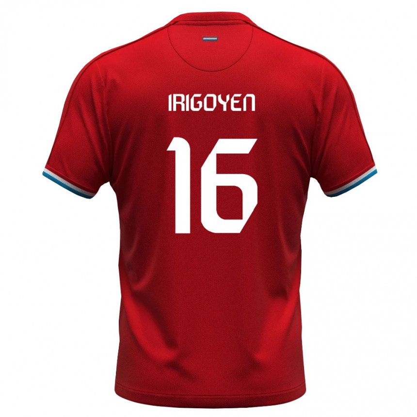 נשים כדורגל לוקסמבורג Clayton Irigoyen #16 אדום לבן כחול ג'רזי ביתית 26-28