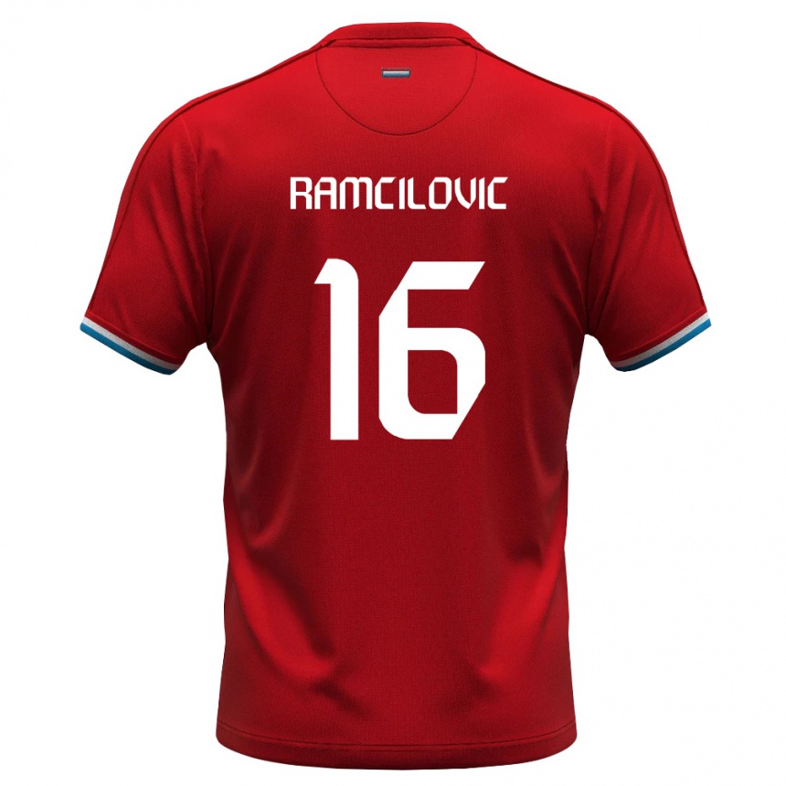 נשים כדורגל לוקסמבורג Dilan Ramcilovic #16 אדום לבן כחול ג'רזי ביתית 26-28