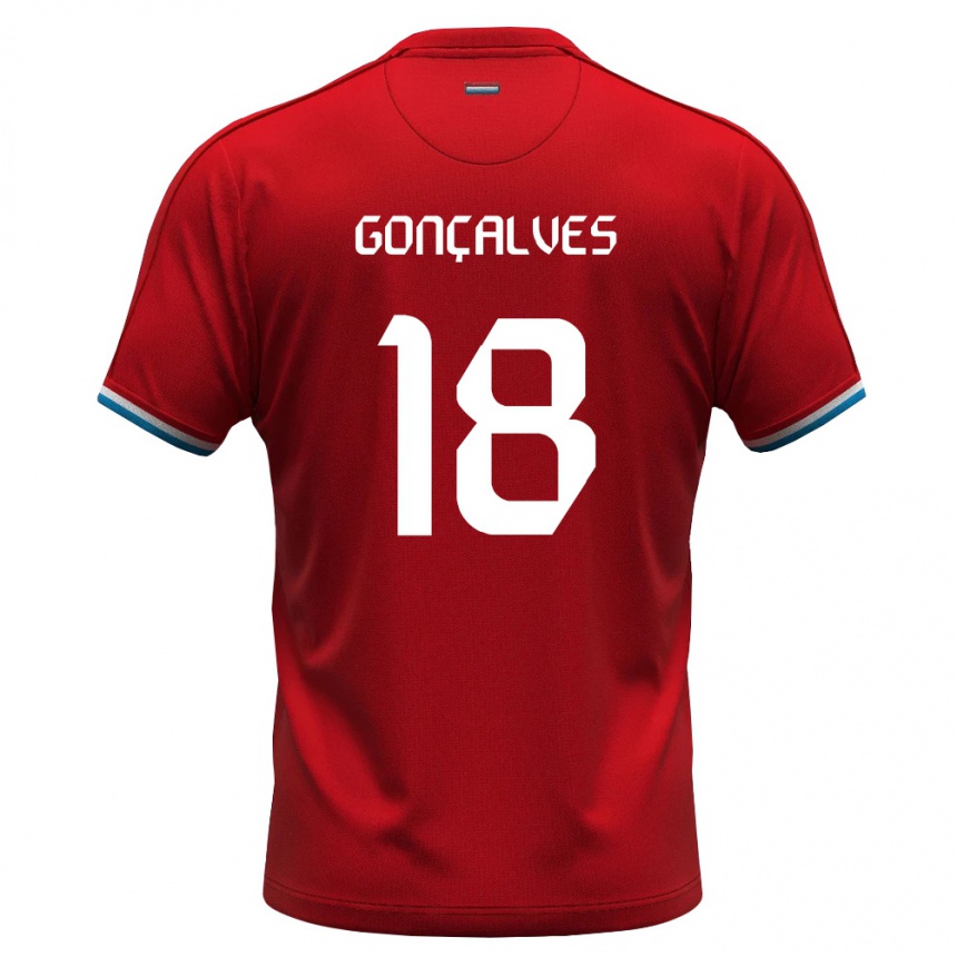 נשים כדורגל לוקסמבורג Miguel Gonçalves #18 אדום לבן כחול ג'רזי ביתית 26-28
