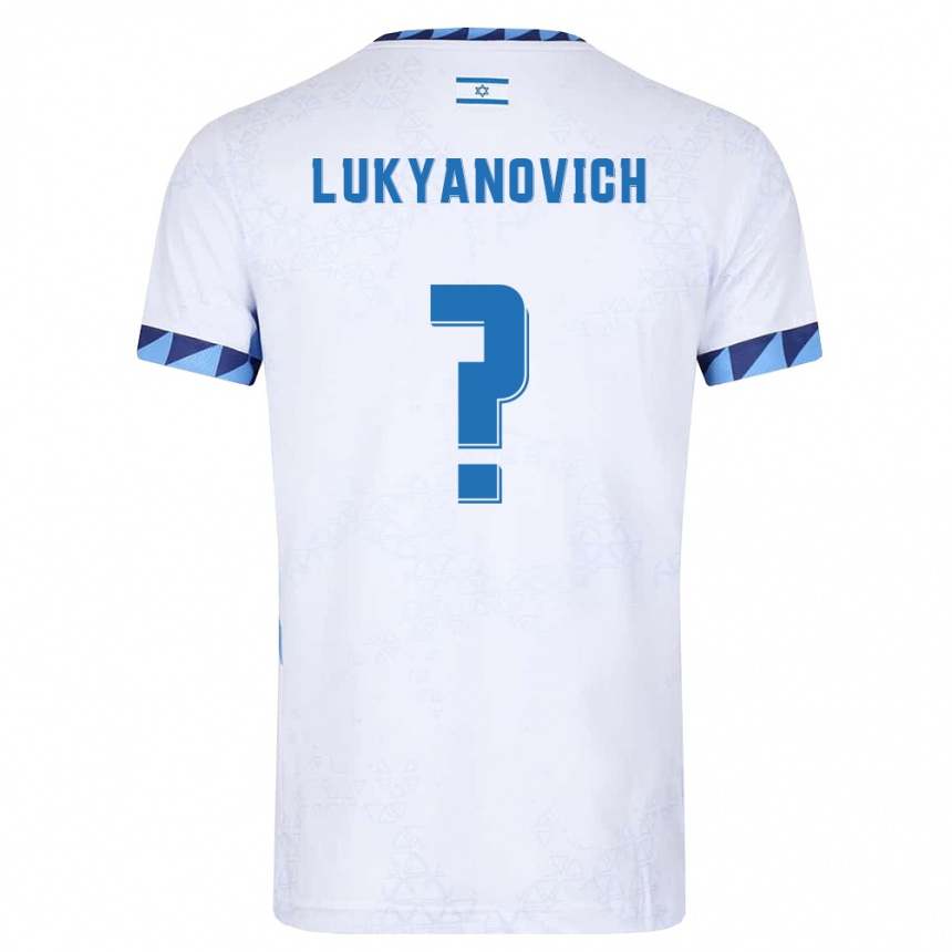 נשים כדורגל ישראל Michael Lukyanovich #0 לבן כחול בהיר ג'רזי ביתית 26-28