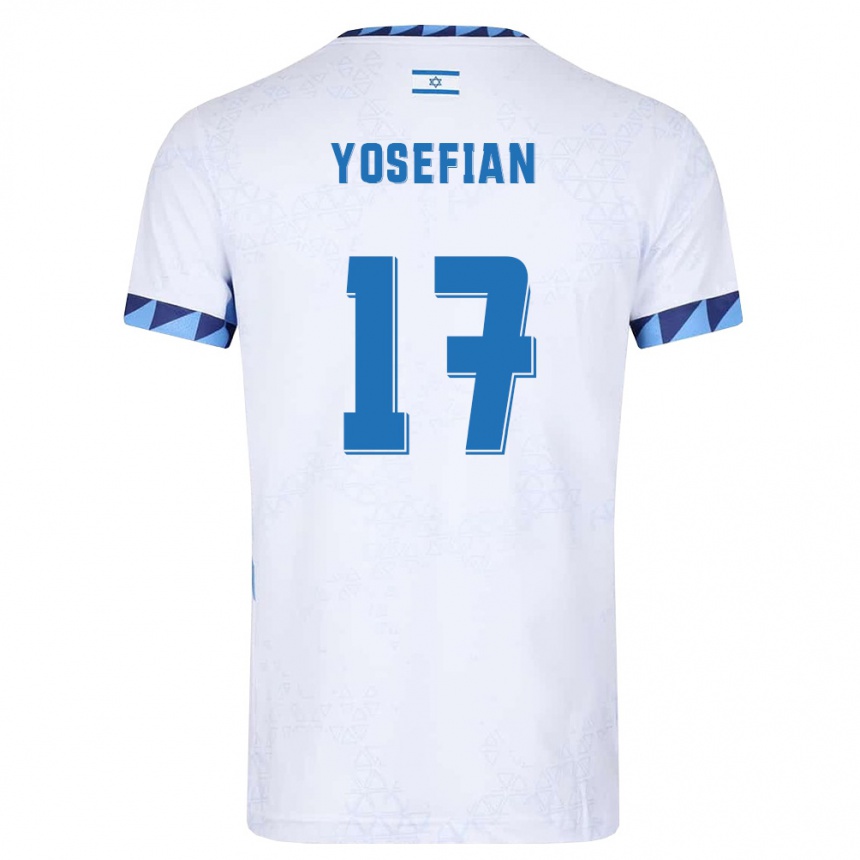 נשים כדורגל ישראל Harel Yosefian #17 לבן כחול בהיר ג'רזי ביתית 26-28