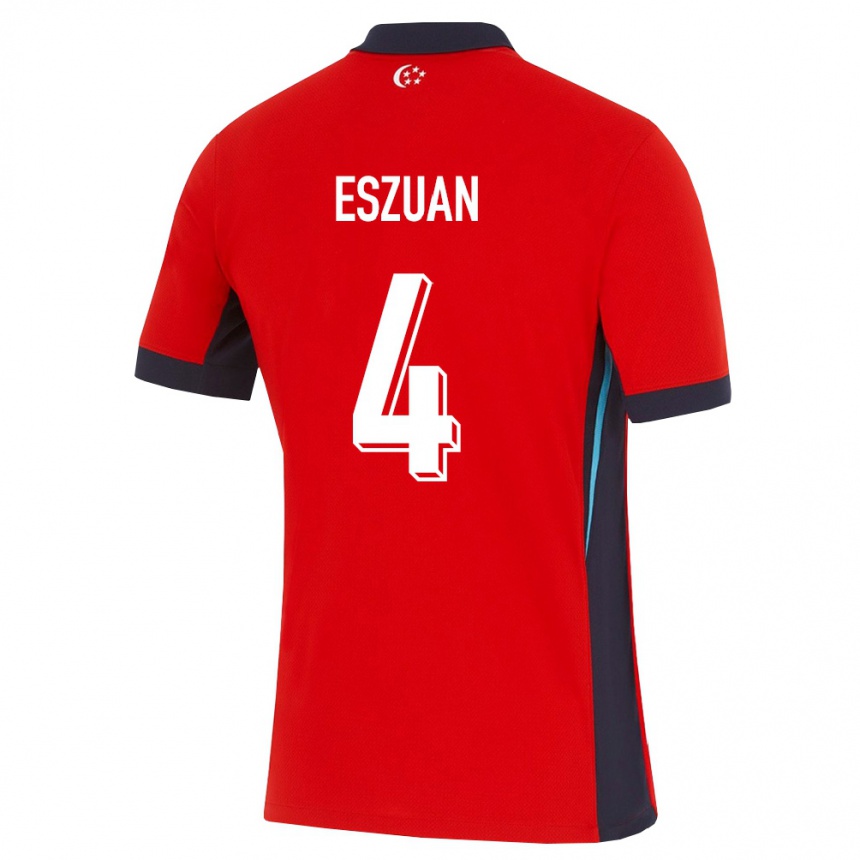 נשים כדורגל סינגפור Aiman Eszuan #4 אדום לבן שחור ג'רזי ביתית 26-28