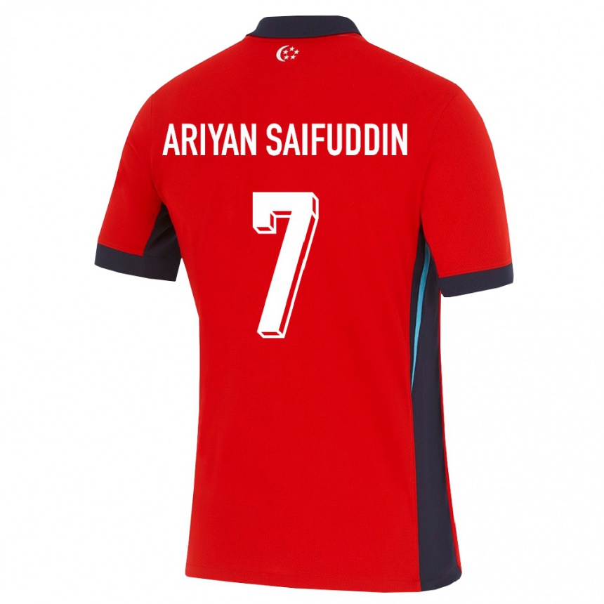 נשים כדורגל סינגפור Aqif Ariyan Saifuddin #7 אדום לבן שחור ג'רזי ביתית 26-28