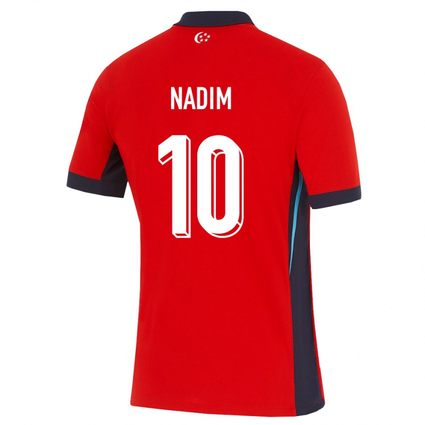 נשים כדורגל סינגפור Khairin Nadim #10 אדום לבן שחור ג'רזי ביתית 26-28