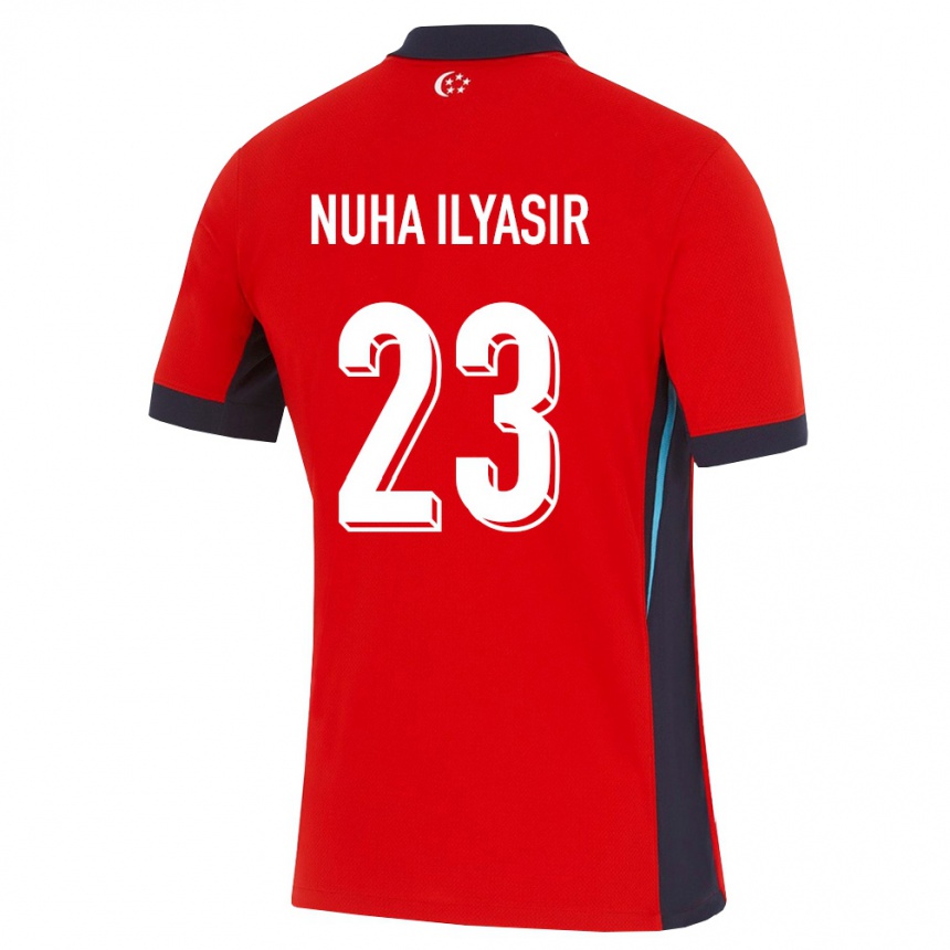 נשים כדורגל סינגפור Ainun Nuha Ilyasir #23 אדום לבן שחור ג'רזי ביתית 26-28