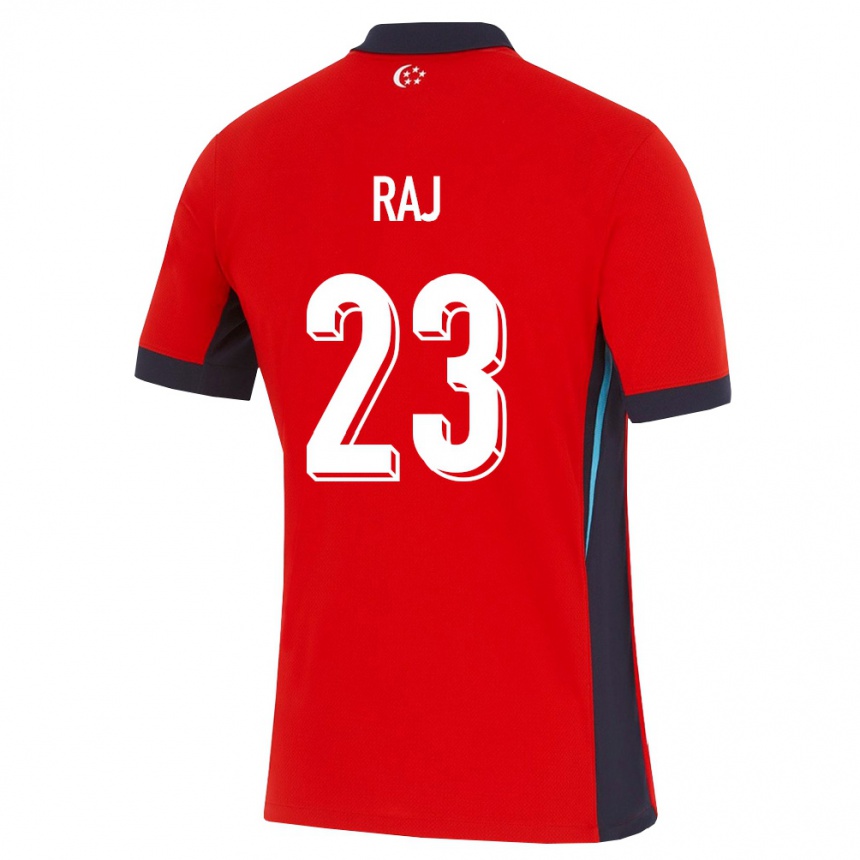 נשים כדורגל סינגפור Sarrvin Raj #23 אדום לבן שחור ג'רזי ביתית 26-28