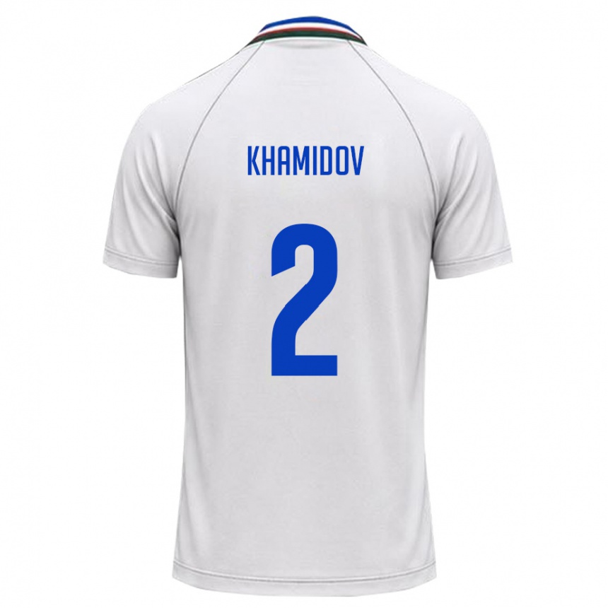 נשים כדורגל אוזבקיסטן Saidkhon Khamidov #2 לבן ירוק כהה הרחק ג'רזי 26-28