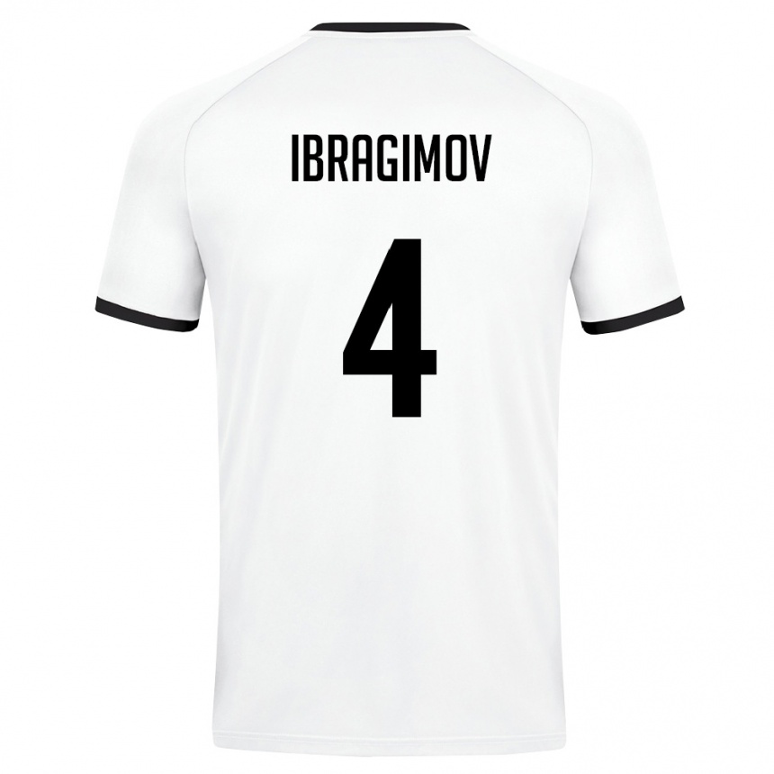 נשים כדורגל אוזבקיסטן Sunnat Ibragimov #4 לבן ירוק כהה הרחק ג'רזי 26-28