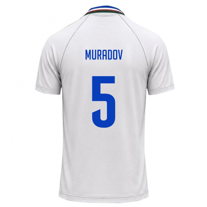 נשים כדורגל אוזבקיסטן Amirkhon Muradov #5 לבן ירוק כהה הרחק ג'רזי 26-28