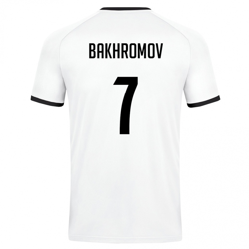 נשים כדורגל אוזבקיסטן Sardorbek Bakhromov #7 לבן ירוק כהה הרחק ג'רזי 26-28