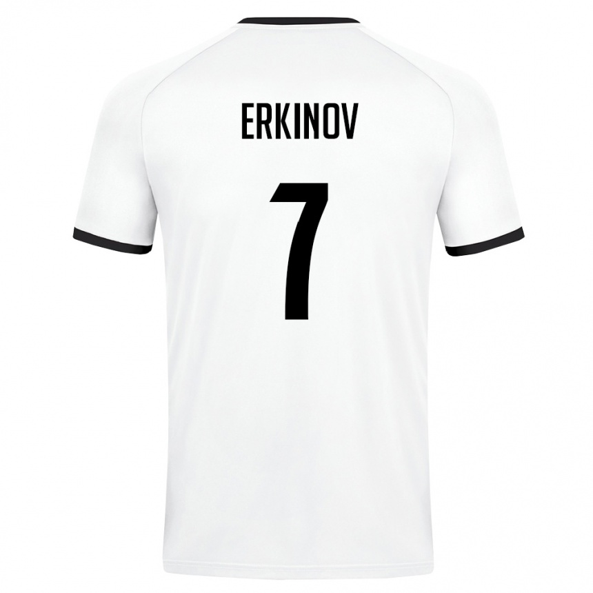 נשים כדורגל אוזבקיסטן Amirkhon Erkinov #7 לבן ירוק כהה הרחק ג'רזי 26-28