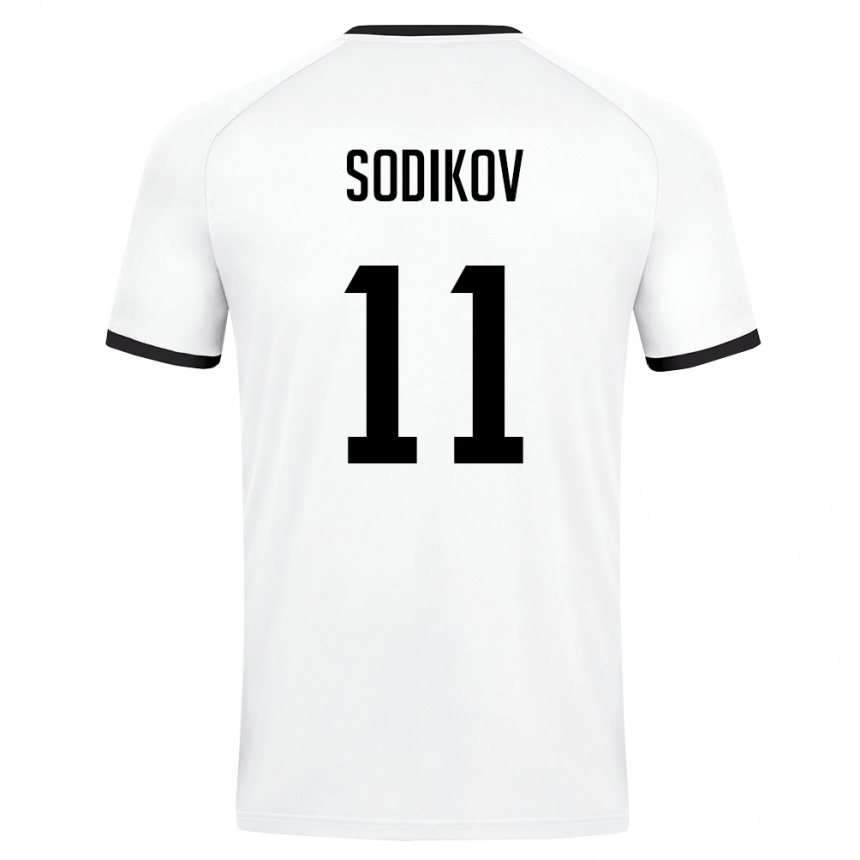 נשים כדורגל אוזבקיסטן Sayfiddin Sodikov #11 לבן ירוק כהה הרחק ג'רזי 26-28