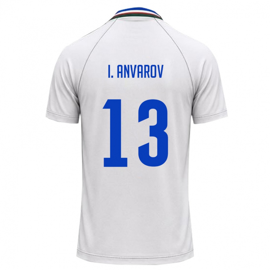 נשים כדורגל אוזבקיסטן Islom Anvarov #13 לבן ירוק כהה הרחק ג'רזי 26-28