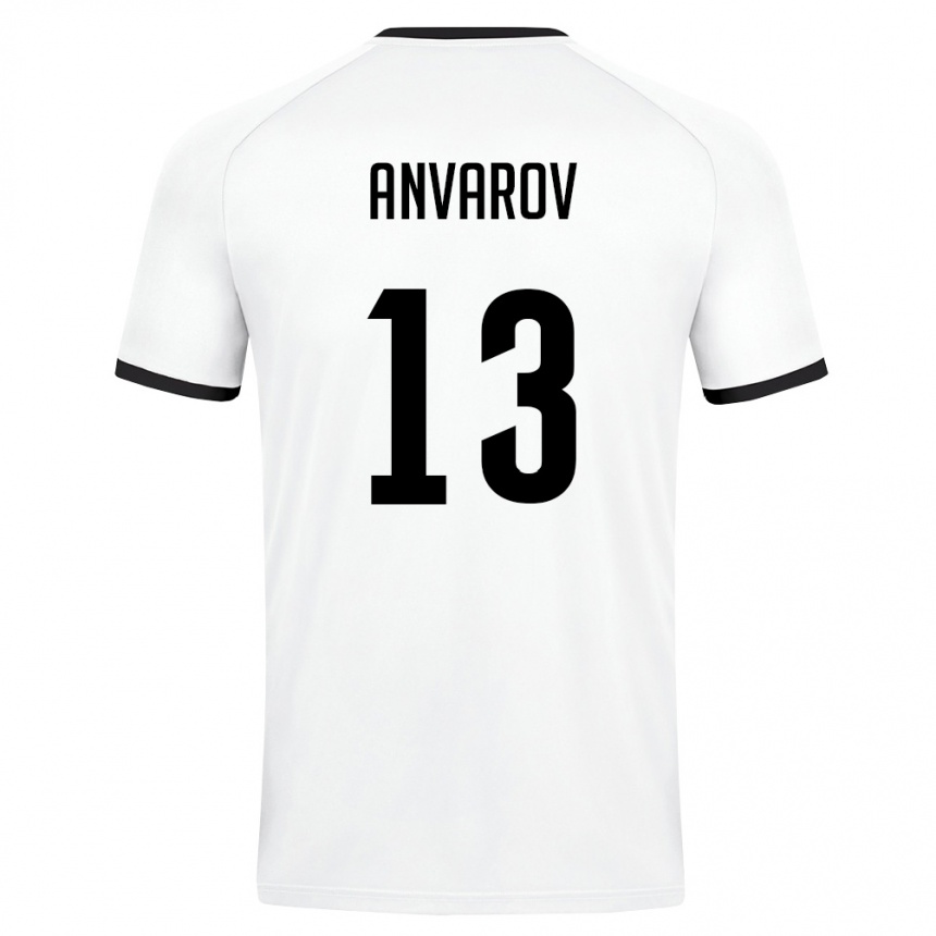 נשים כדורגל אוזבקיסטן Mirjamol Anvarov #13 לבן ירוק כהה הרחק ג'רזי 26-28