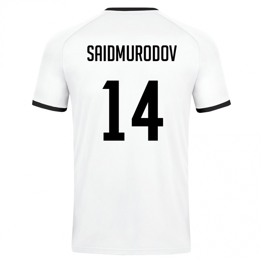 נשים כדורגל אוזבקיסטן Bekhruz Saidmurodov #14 לבן ירוק כהה הרחק ג'רזי 26-28