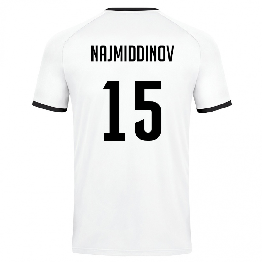 נשים כדורגל אוזבקיסטן Ozodbek Najmiddinov #15 לבן ירוק כהה הרחק ג'רזי 26-28