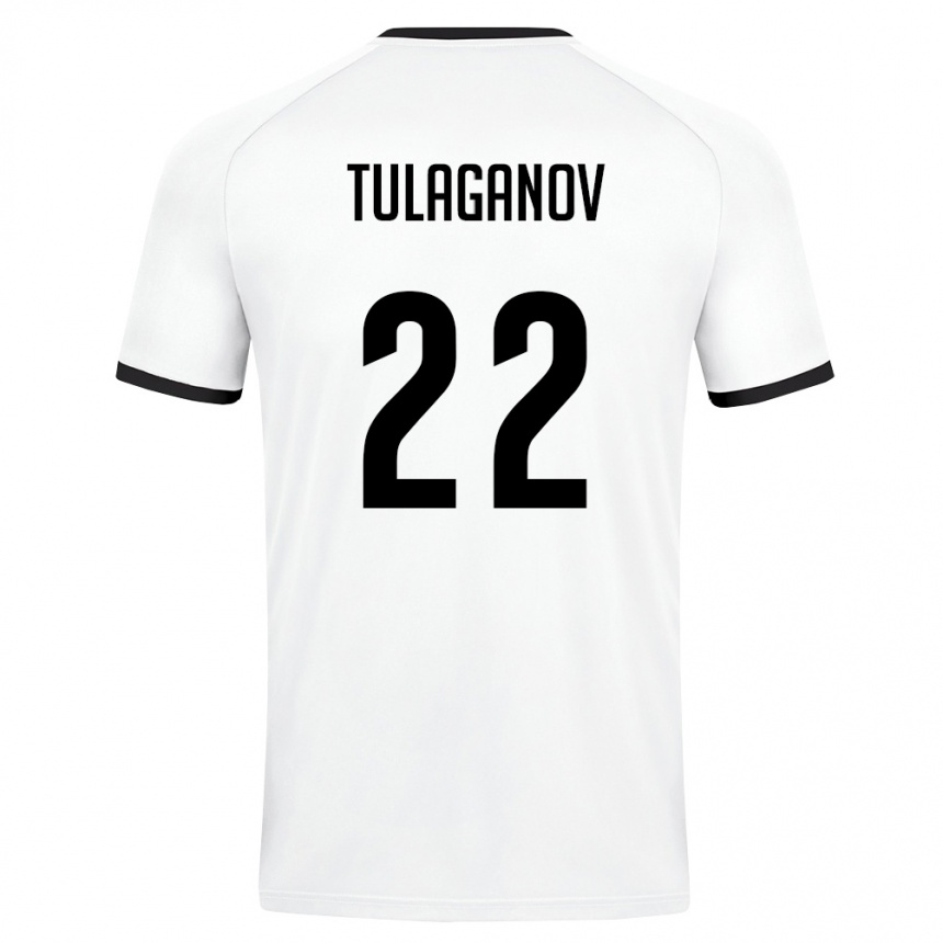 נשים כדורגל אוזבקיסטן Davron Tulaganov #22 לבן ירוק כהה הרחק ג'רזי 26-28