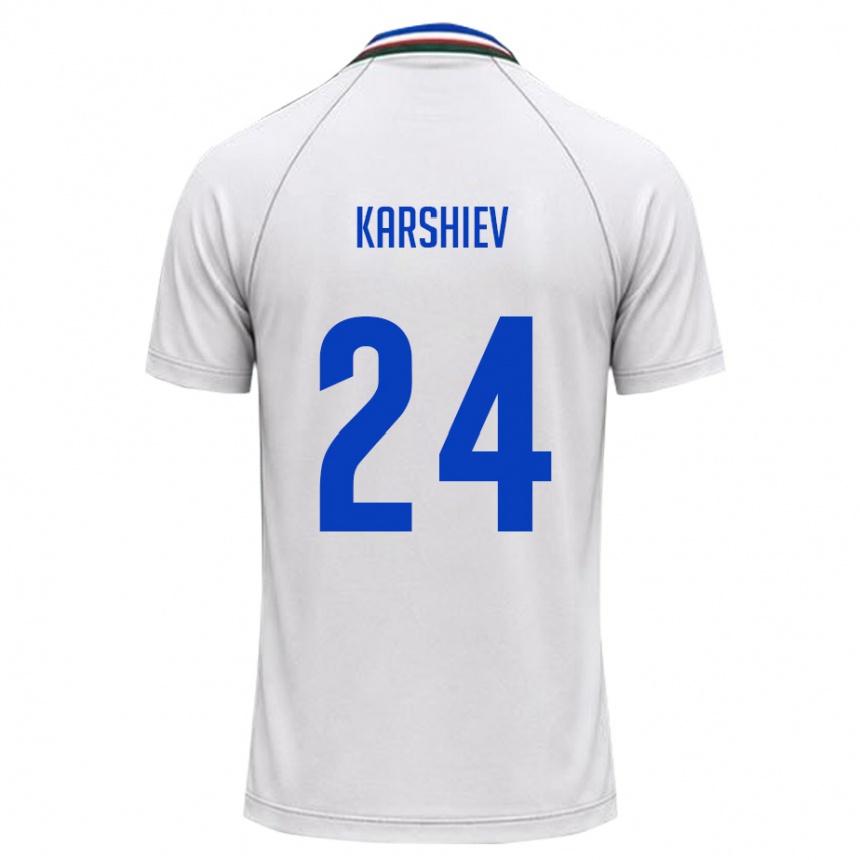 נשים כדורגל אוזבקיסטן Azizbek Karshiev #24 לבן ירוק כהה הרחק ג'רזי 26-28