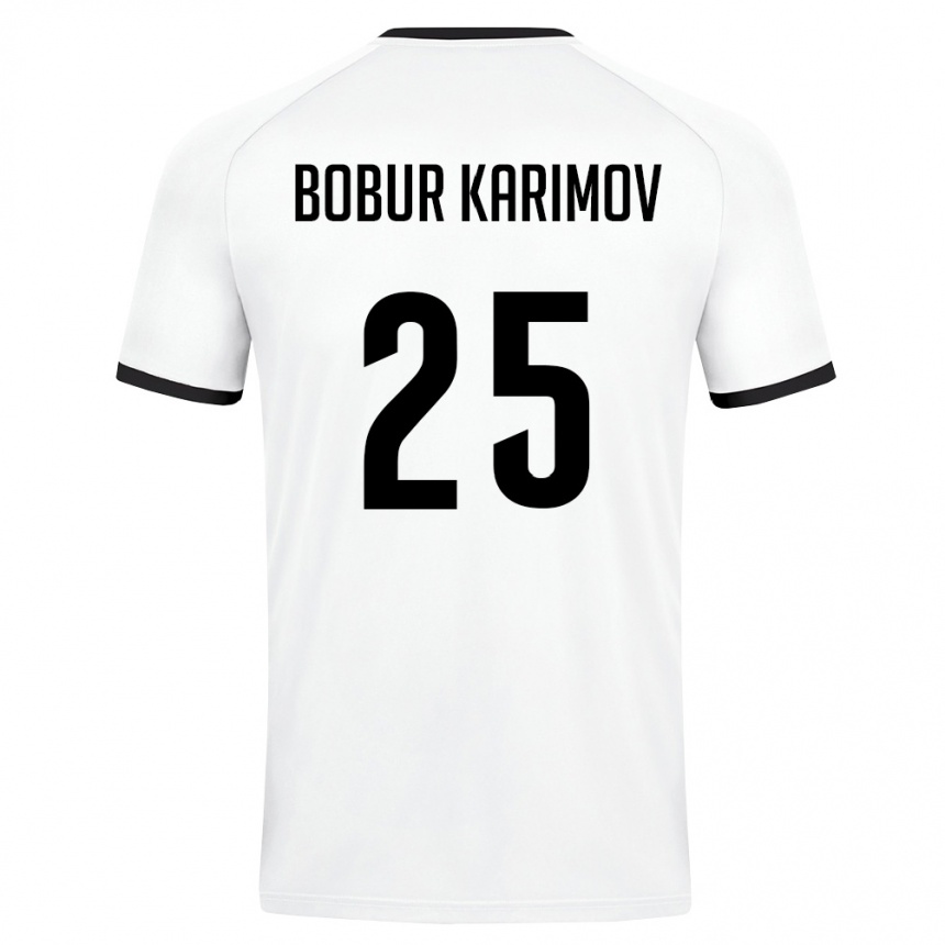 נשים כדורגל אוזבקיסטן Mukhammad-Bobur Karimov #25 לבן ירוק כהה הרחק ג'רזי 26-28