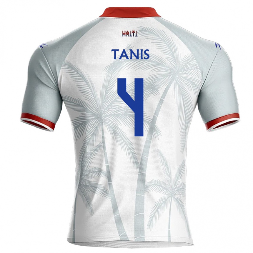 נשים כדורגל האיטי Marckidens Tanis #4 לבן אדום אפור הרחק ג'רזי 26-28