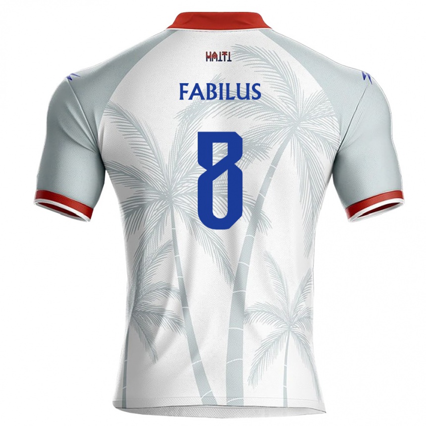 נשים כדורגל האיטי Ramy Fabilus #8 לבן אדום אפור הרחק ג'רזי 26-28