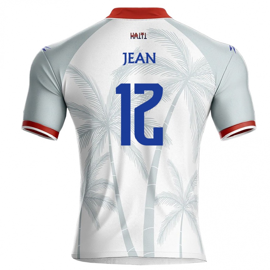 נשים כדורגל האיטי Guivenson Jean #12 לבן אדום אפור הרחק ג'רזי 26-28