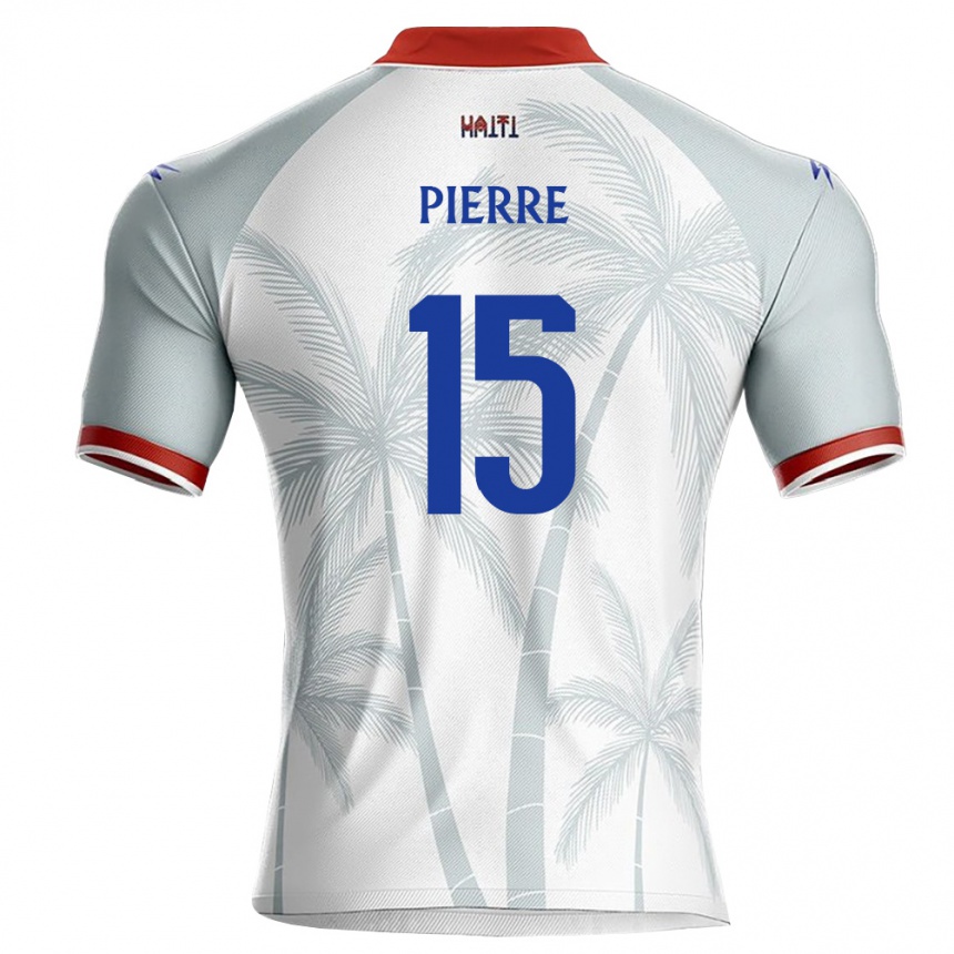 נשים כדורגל האיטי Denilson Pierre #15 לבן אדום אפור הרחק ג'רזי 26-28