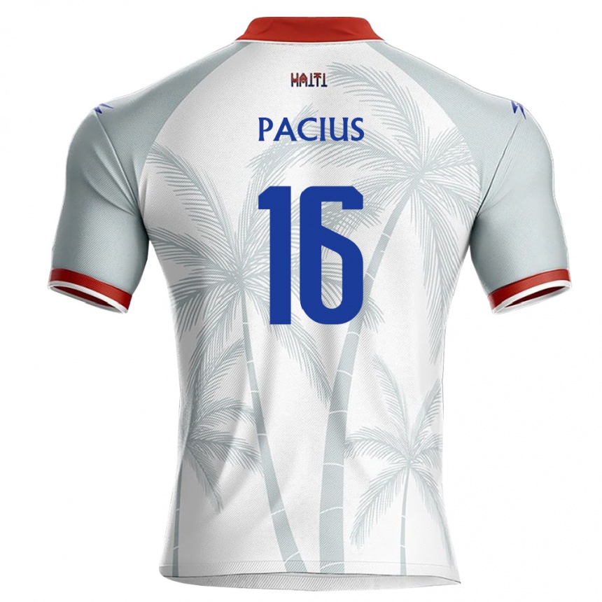 נשים כדורגל האיטי Woobens Pacius #16 לבן אדום אפור הרחק ג'רזי 26-28